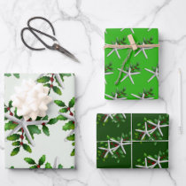 White Starfish n Holly Green Shades Wrapping Paper Sheets