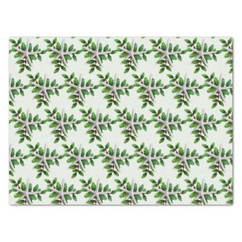 White Starfish N Holly Pale Green Tissue Paper by holiday_store at Zazzle