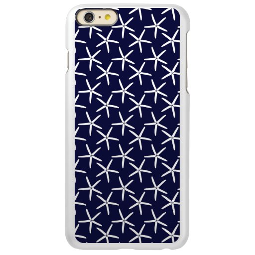 White starfish on a navy blue background incipio feather shine iPhone 6 plus case