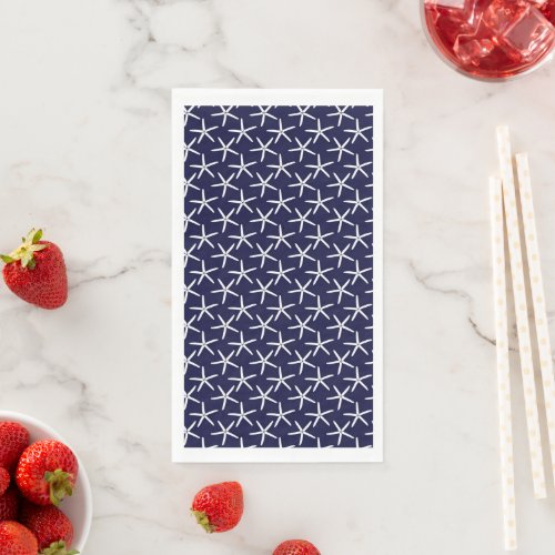 White starfish on a navy blue background paper guest towels