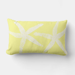 White Starfish Pastel Yellow Sunshine Beach Cool Lumbar Pillow