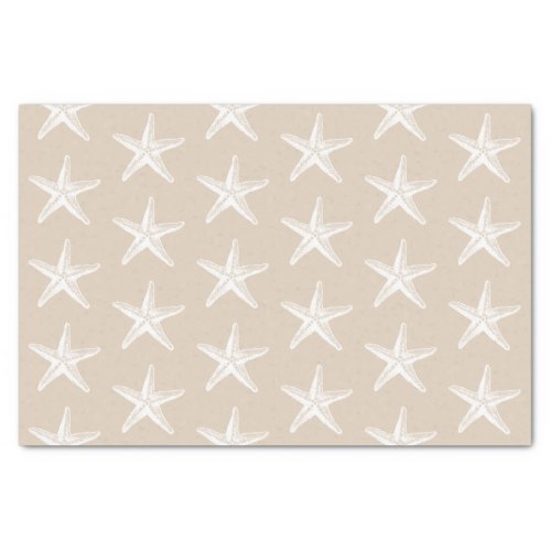 White Starfish Pattern Coastal Nautical Tissue Paper