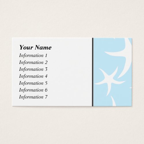 White Starfish Pattern on Light Blue. Business Card Template