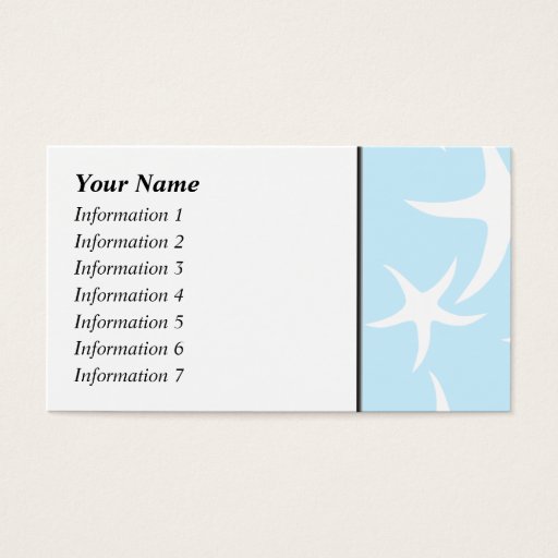 Customizable White Starfish Pattern on Light Blue. Business Card Template