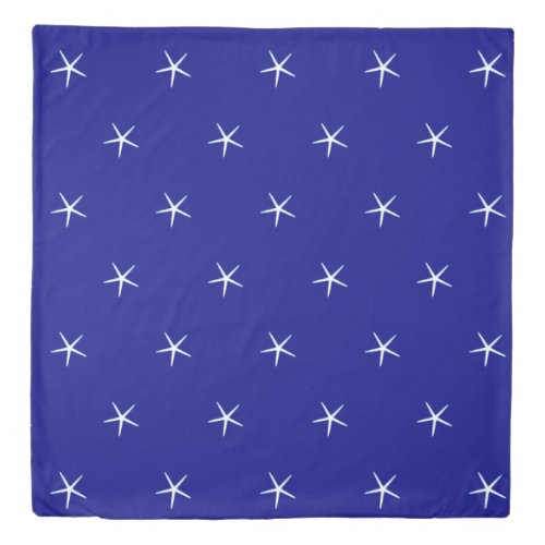 White Starfish Patterns Navy Blue Custom Nautical Duvet Cover