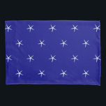 White Starfish Patterns Navy Blue Custom Nautical Pillow Case<br><div class="desc">Printed with cute starfish patterns in solid blue background! You may change the background color as you like.</div>