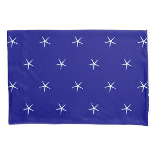 White Starfish Patterns Navy Blue Custom Nautical Pillow Case