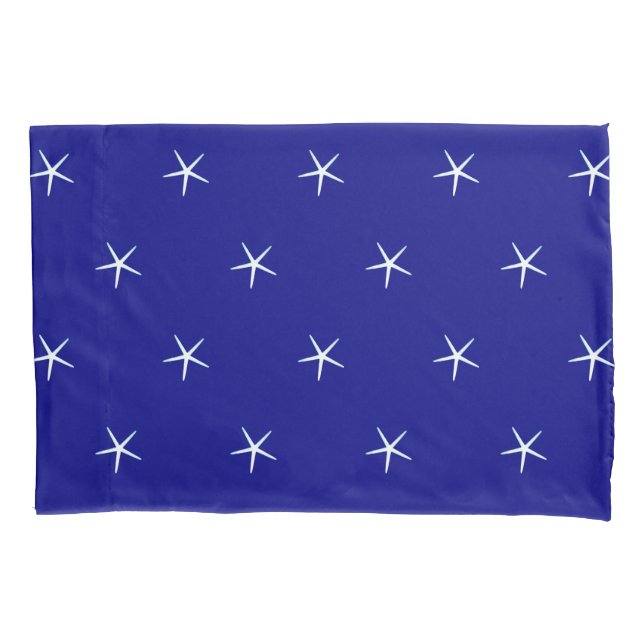 White Starfish Patterns Navy Blue Custom Nautical Pillow Case (Front)