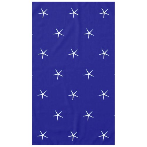 White Starfish Patterns Navy Blue Custom Nautical Tablecloth
