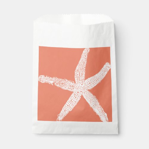 White Starfish Patterns Salmon Pink Orange Cool Favor Bag