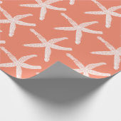 White Starfish Patterns Salmon Pink Orange Cute Wrapping Paper (Corner)