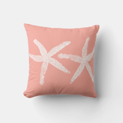 White Starfish Salmon Pink Orange Beach Cute 2020 Throw Pillow