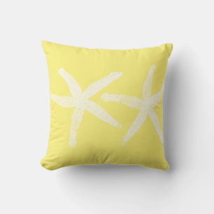 White Starfish Sunny Yellow Sunshine Beach Cute Throw Pillow