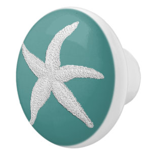 White Starfish & Your Background Color Ceramic Knob