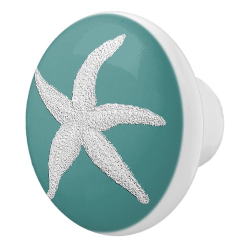 White Starfish  Your Background Color Ceramic Knob