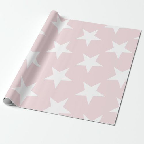 White Stars Blush Pink Modern Chic Design Trendy Wrapping Paper