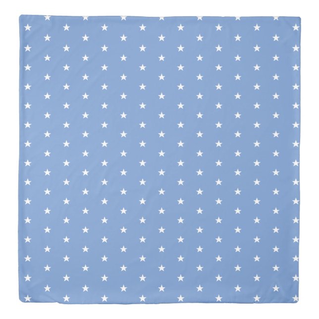 white stars cornflower blue pattern duvet cover (Front)