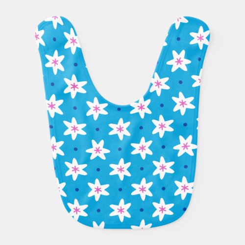 White Stars  Cute Navy Dots on Blue Baby Bib