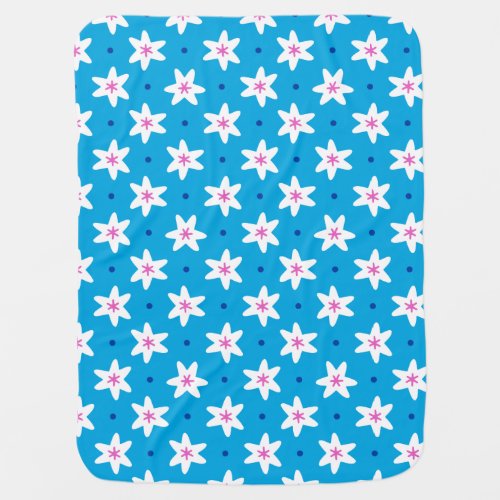 White Stars  Cute Navy Dots on Blue Baby Blanket