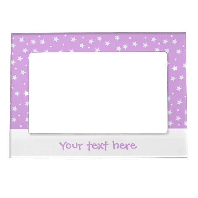 White Stars Cute Pink Personalizable Girl Magnetic Frame (Front)