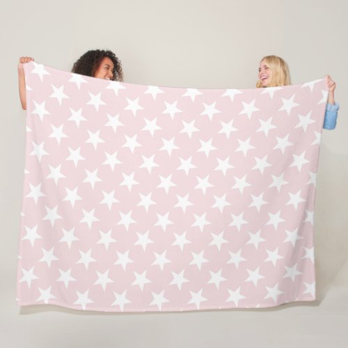 White Stars Light Rose Color Design Modern Pattern Fleece Blanket