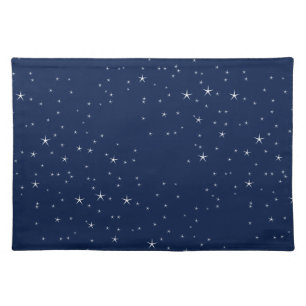 White Stars Navy Blue Background Pattern Cloth Placemat