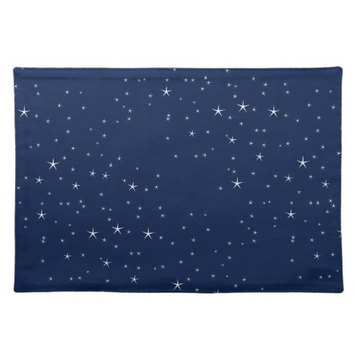 White Stars Navy Blue Background Pattern Cloth Placemat