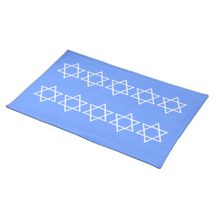 white STARS OF DAVID PATTERN SOFT blue placemats