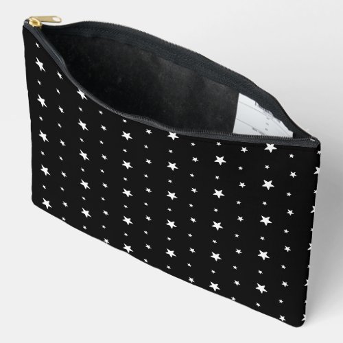 White Stars On Black Accessory Pouch