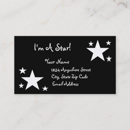 White Stars on Black - I'm a Star! Business Card