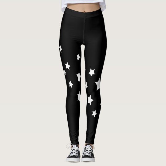 White stars on black leggings | Zazzle.com