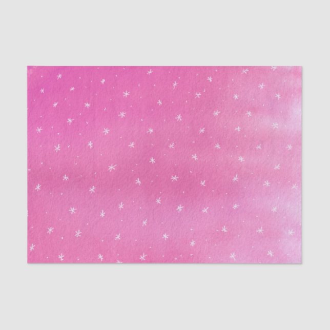 White Stars on Blended Pink Tissue Paper (Front)