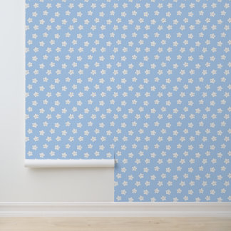 White Stars on Blue Baby Nursery Wallpaper