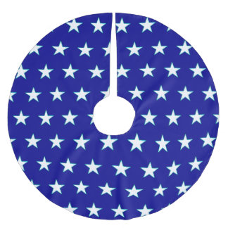 White Stars On Blue Background Tree Skirt