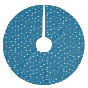White stars on blue brushed polyester tree skirt