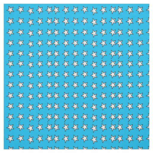 White Stars On Blue Fabric