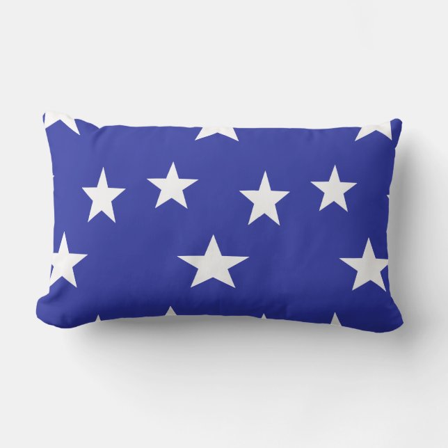 White stars on blue lumbar pillow (Front)