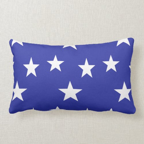 White stars on blue lumbar pillow