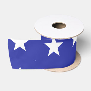 White stars on blue satin ribbon