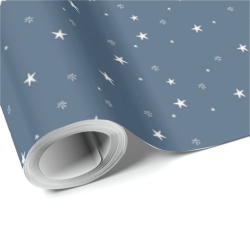 White Stars on Blue Wrapping Paper