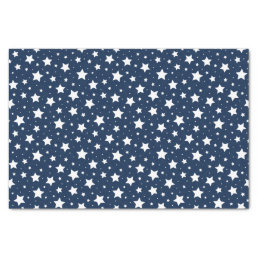 White stars on dark blue background tissue paper