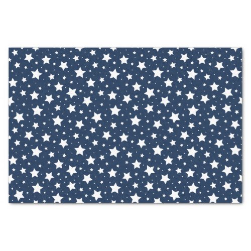 White stars on dark blue background tissue paper