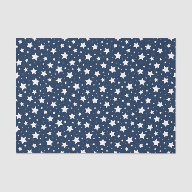White stars on dark blue background tissue paper (Front)