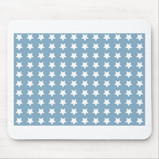 White Stars On Gray Blue Mouse Pad