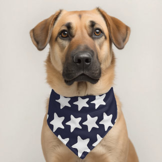 White Stars On Navy Blue  Pet Bandana Collar