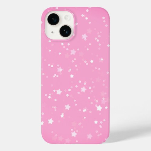 White Stars On Pink Case_Mate iPhone 14 Case