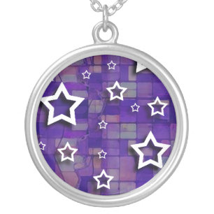 White Stars on Purple Tiles: Necklace