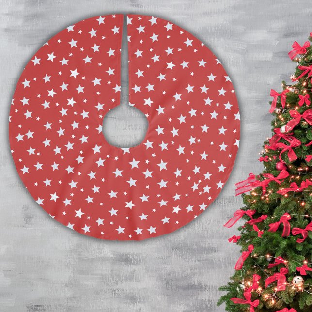 White Stars on Red Brushed Polyester Tree Skirt (Creator Uploaded)