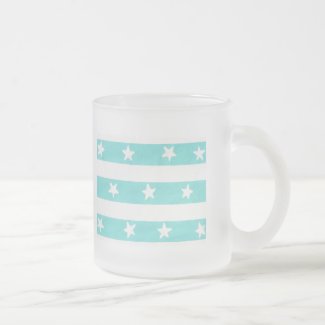 White Stars on Turquoise Stripes Mugs