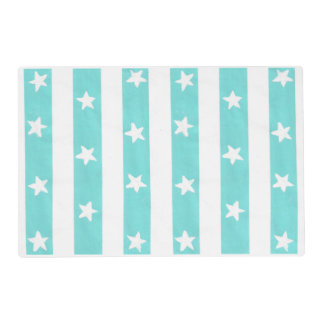 White Stars on Turquoise Stripes Placemats